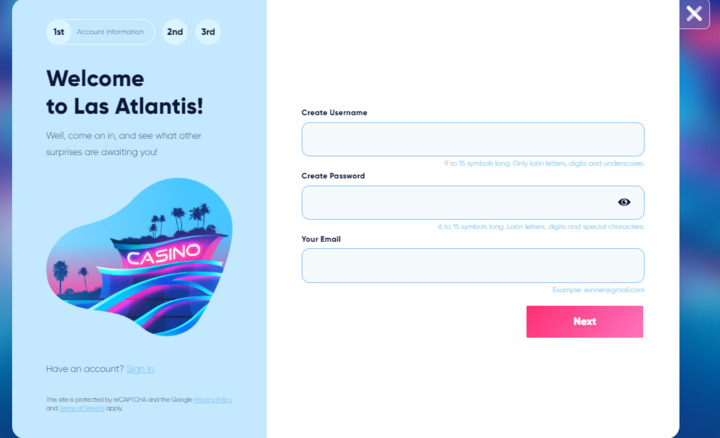 LasAtlantis registration form