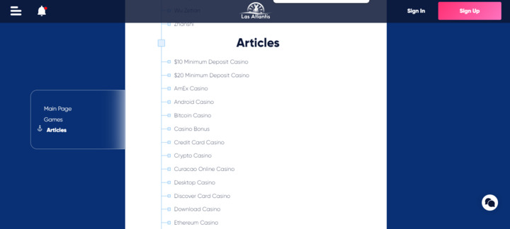 LasAtlantis has a convenient sitemap