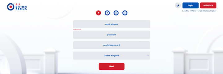 AllBritish registration page 