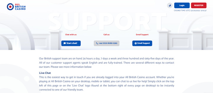 AllBritish support information page