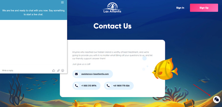 contact us page at las Atlantis