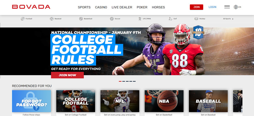 Bovada homepage