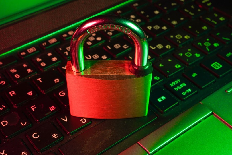 a padlock located on the keyboard