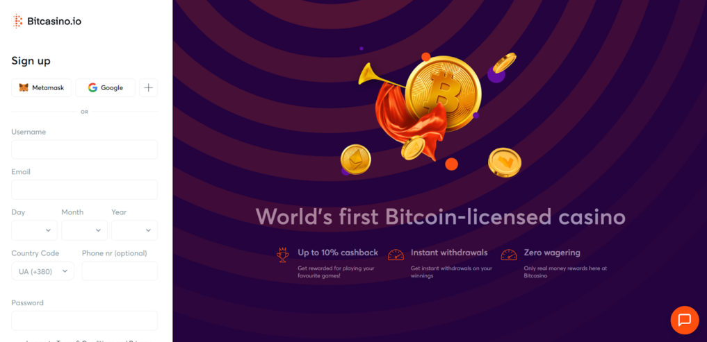 Bitcasino io USA registration 