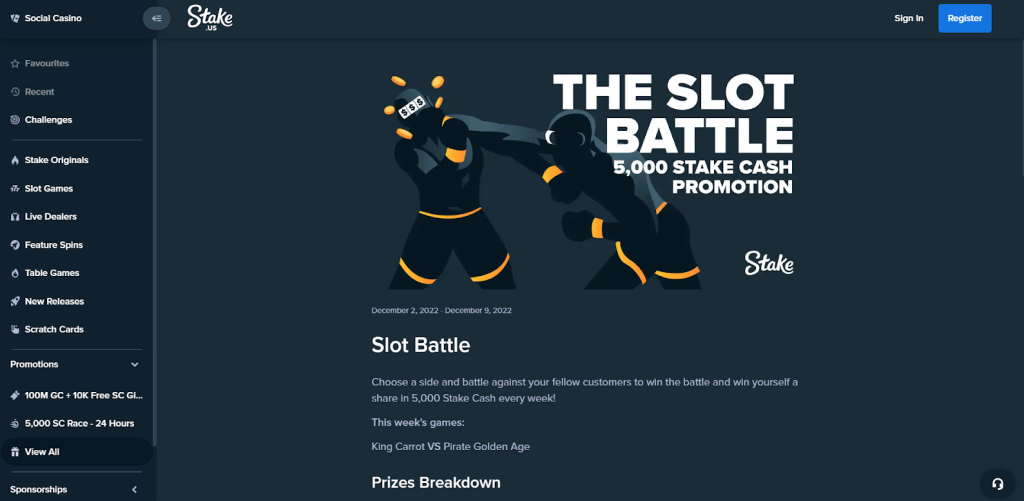 Image of The Slot Battle 5,000 Stake Cash Promotion bonus: ninja, white lettering on a gray background