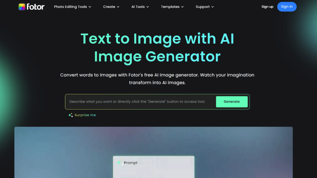 Fotor AI image creator