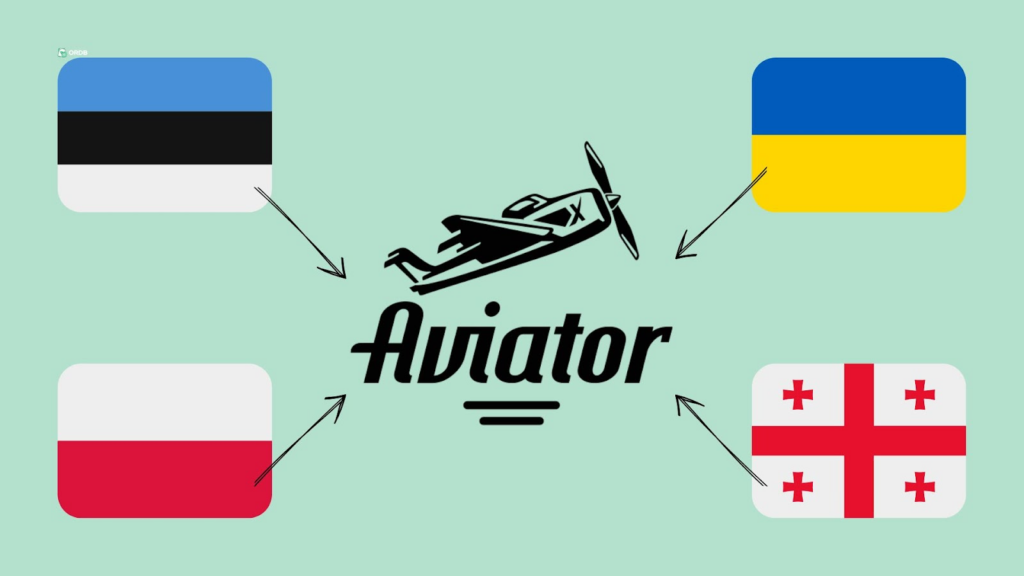 Estonian, Polish, Ukrainian, and Georgian flags with arrows pointing at the game's logo