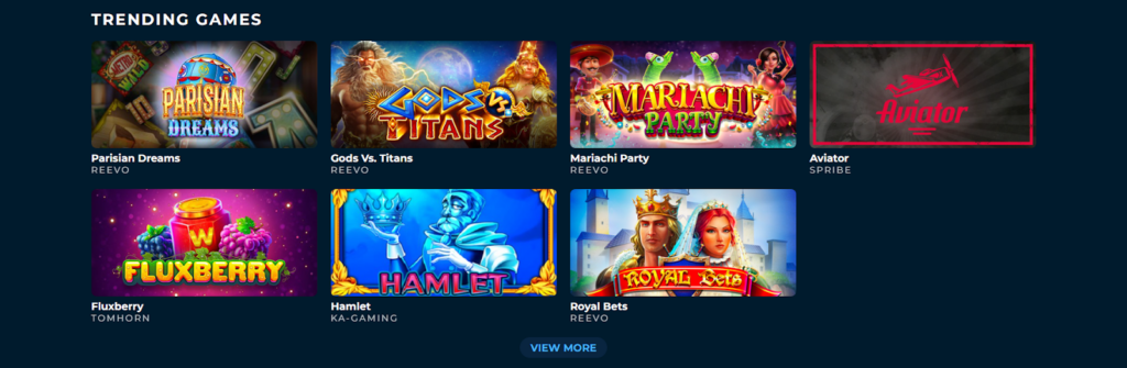 Trending games at Punt Casino: Parisian Dreams, Gods VS Titans, Mariachi Party, Aviator, etc.