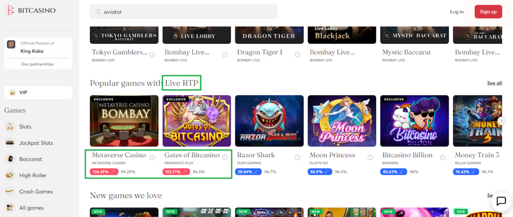 Live RTP at BitCasino