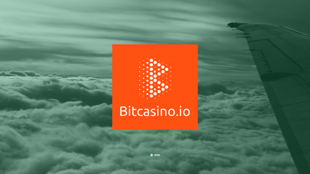BitCasino.io logo and a plane's wing in the background