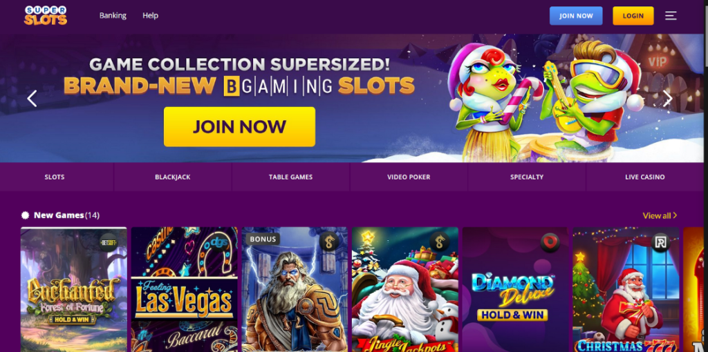 Super Slots Casino home page