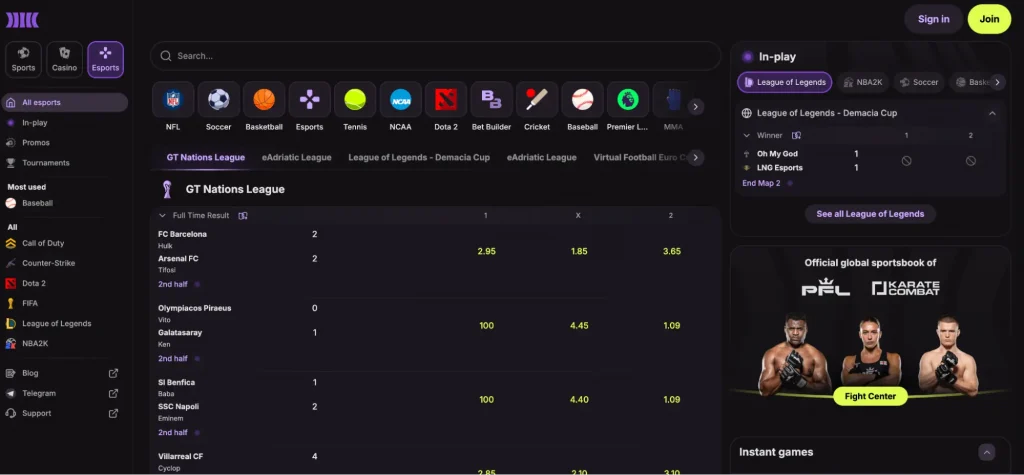 Esports betting at Cloudbet