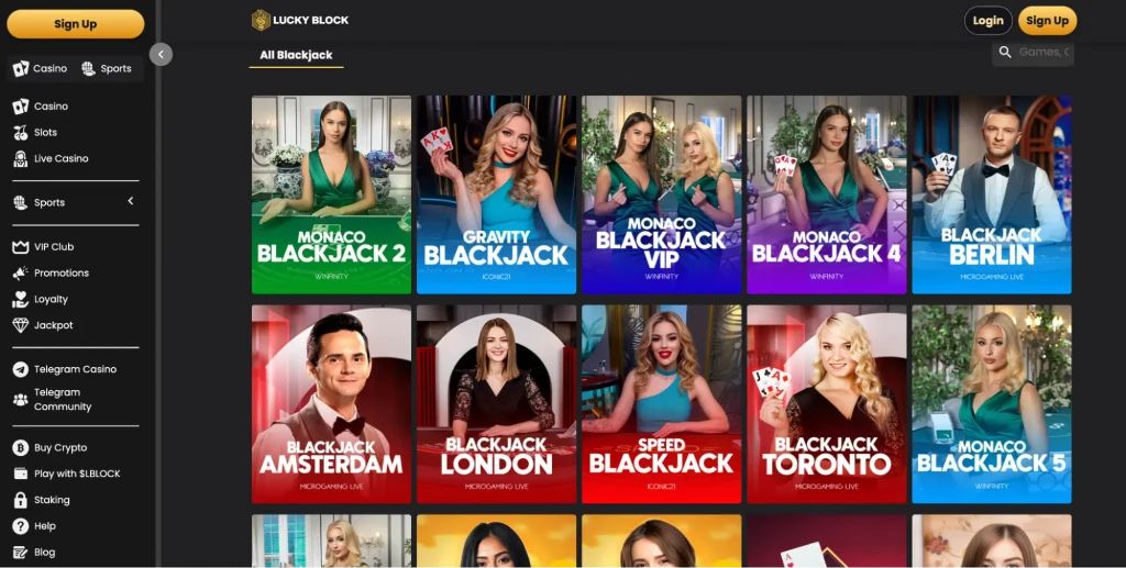 Lucky Block blackjack tables