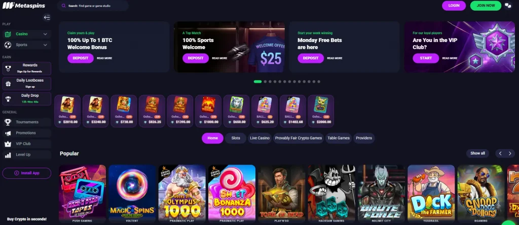 Meta Spins Casino Jackpot