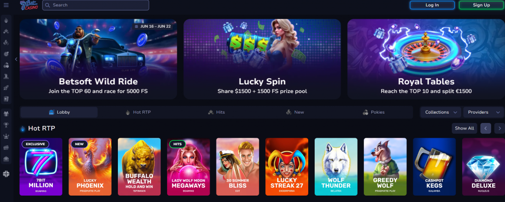 7Bitcasino altcoin game lobby