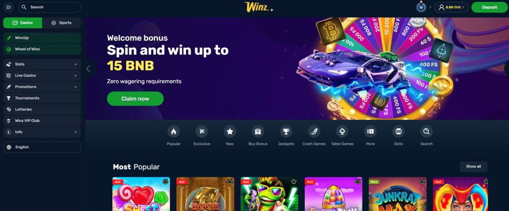 Winz.io for BNB gambling