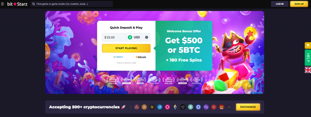 Bitstarz altcoin casino lobby view