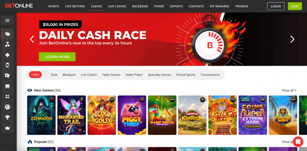 BetOnline main page