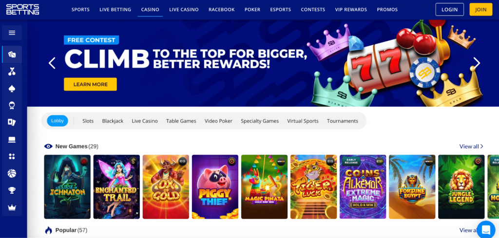 SportsBetting.ag casino page