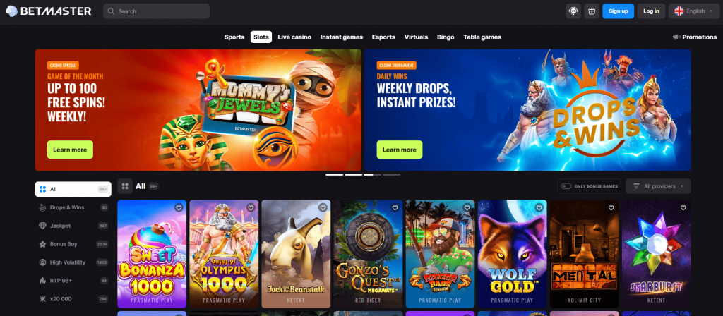 Betmaster homepage sign-up