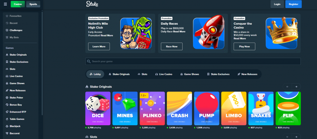 Famous Gambling Crypto Sites: Stake.com