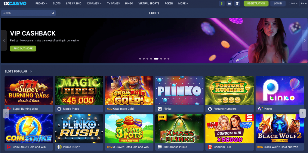1xCasino homepage