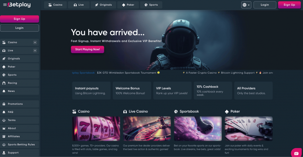 Betplay.io homepage