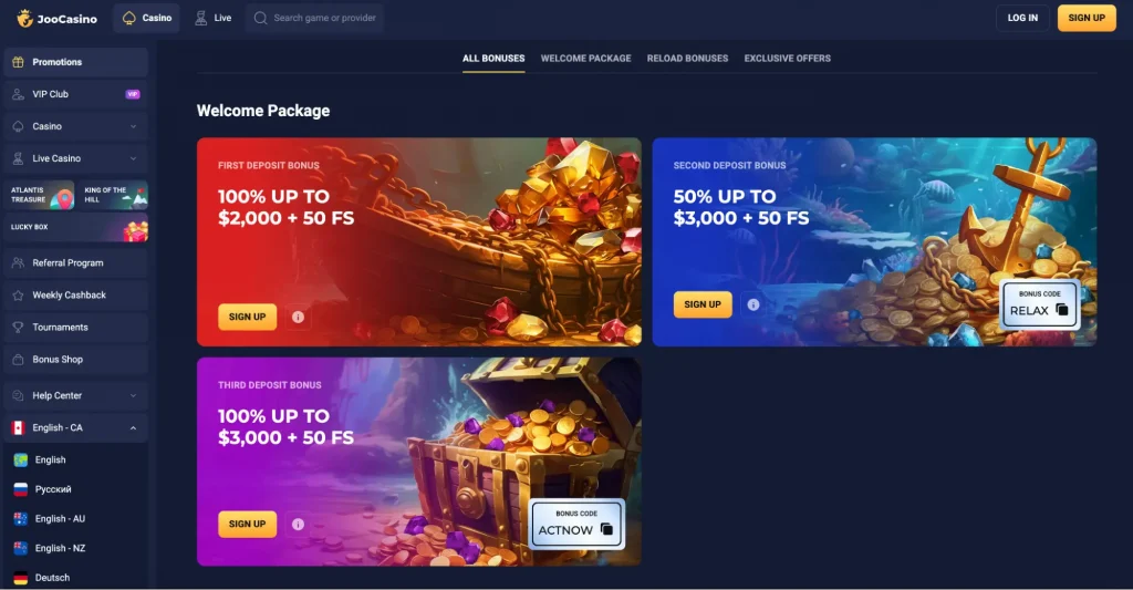 JooCasino promo page