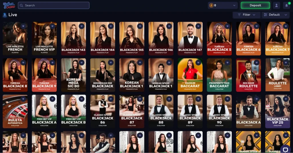 Live dealer section