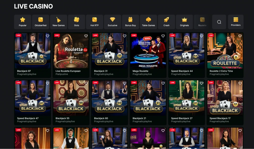 Live dealer tables