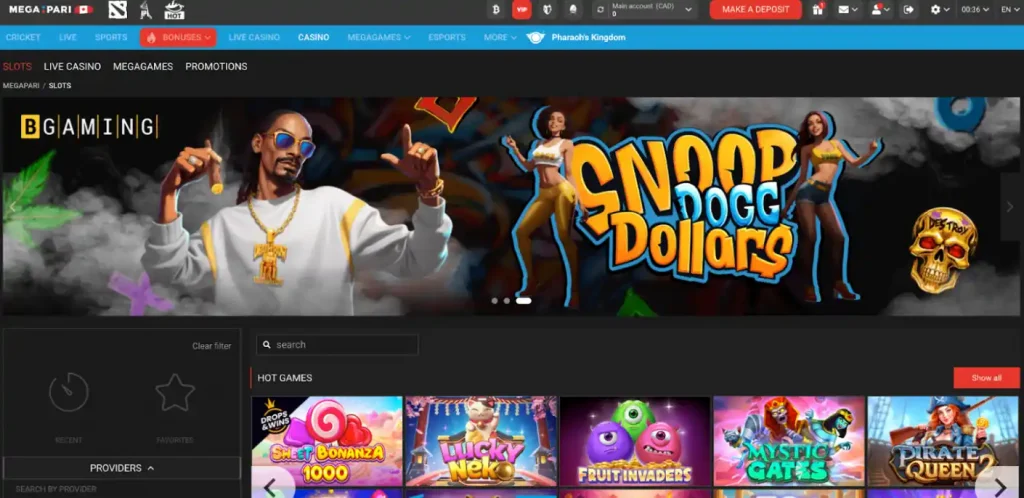 Megapari homepage