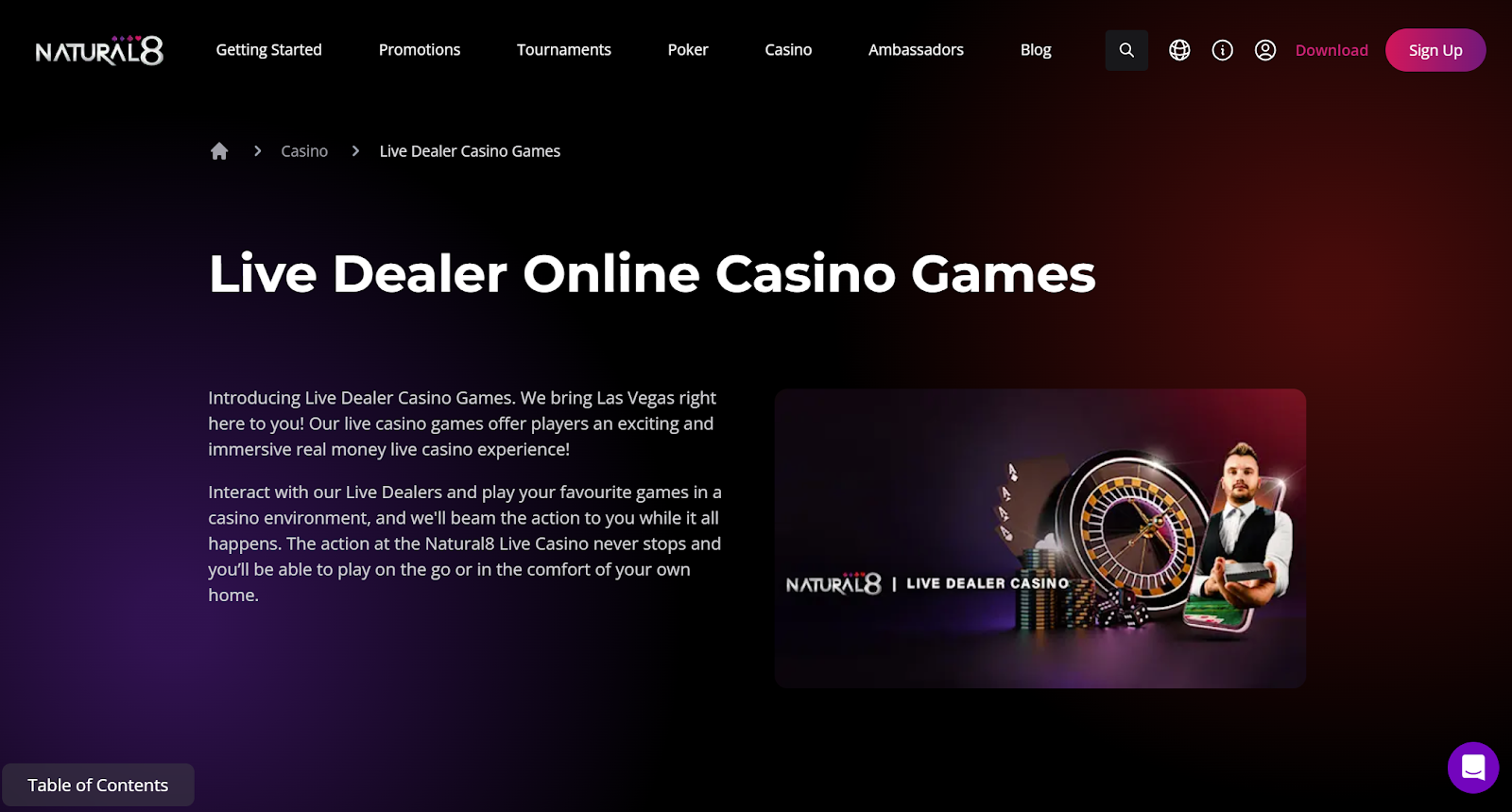 Natural8 live casino 