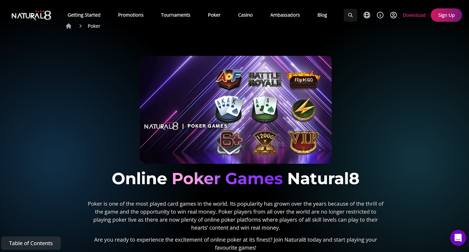 Natural8 poker