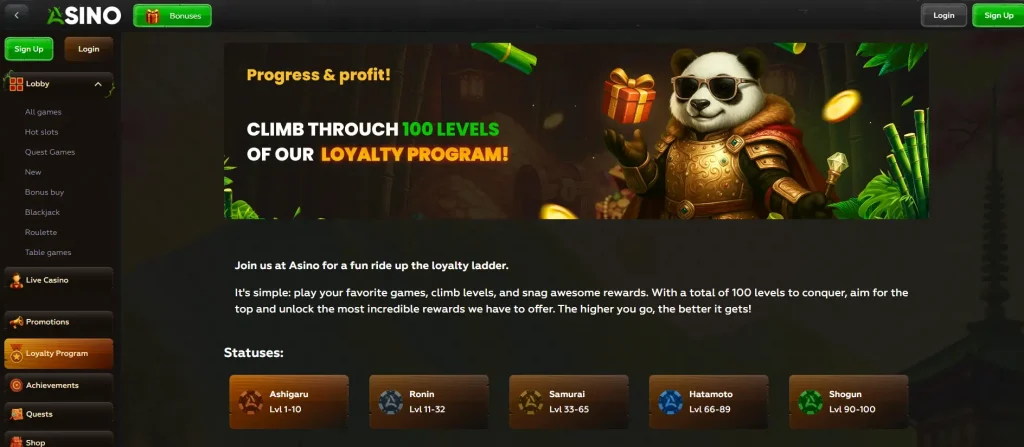 Asino casino no deposit bonus options in the loyalty program