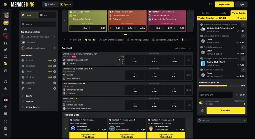 Menace King Casino betting