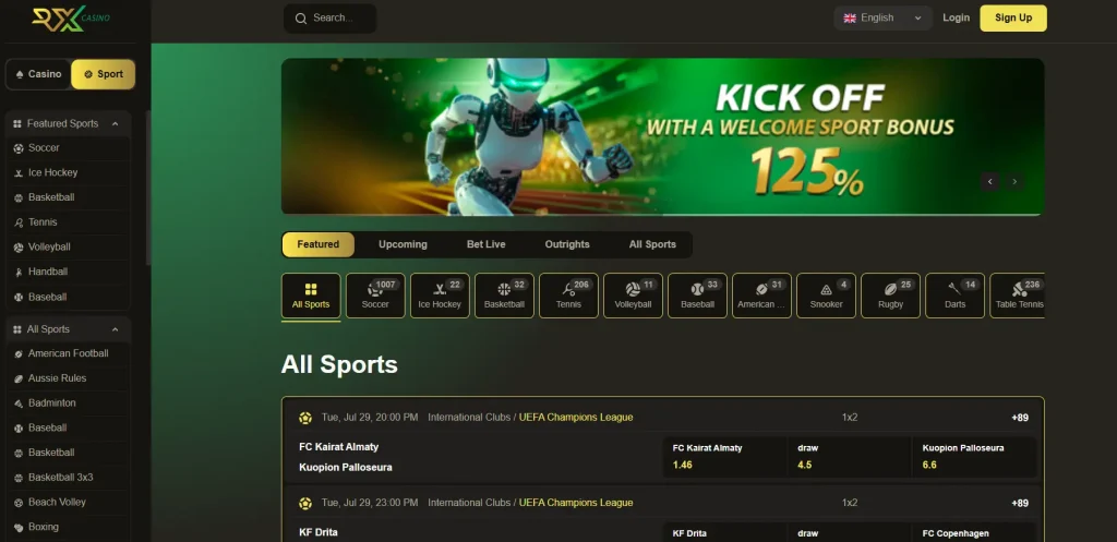 RX Casino mobile access
