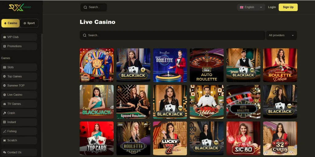 RX Casino review: live games