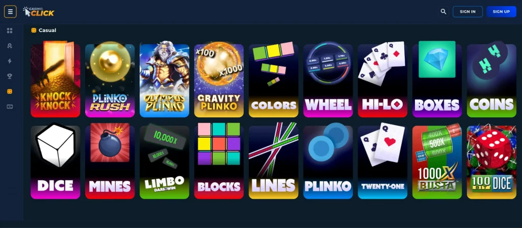 Casual gaming options