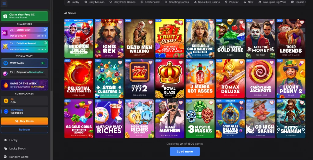 Game catalog of 1,800 titles