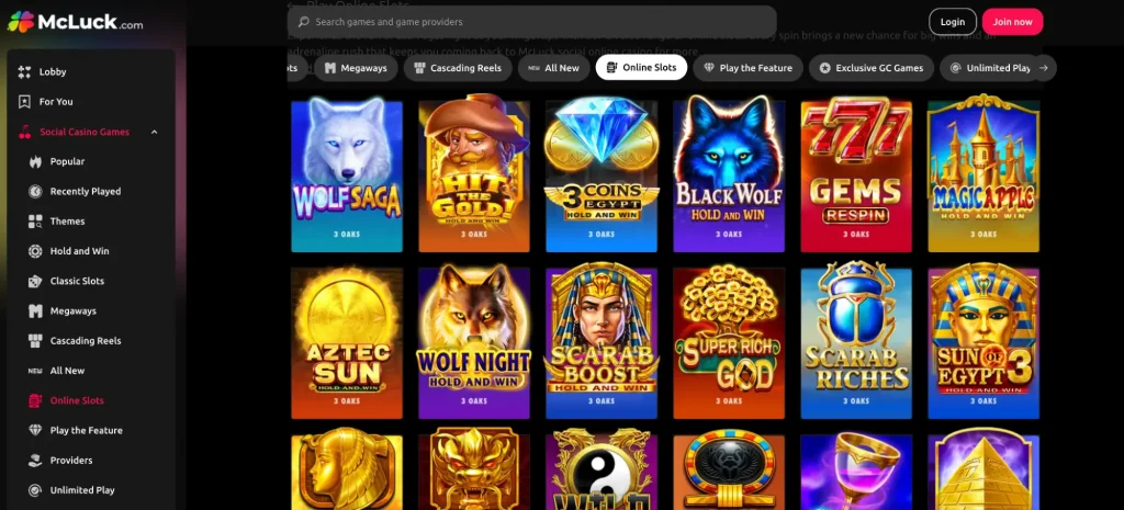 McLuck slot catalog