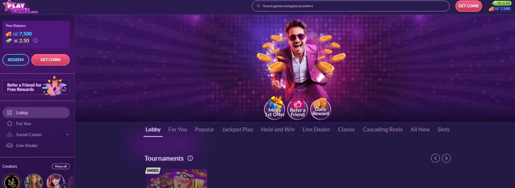 PlayFame Casino lobby