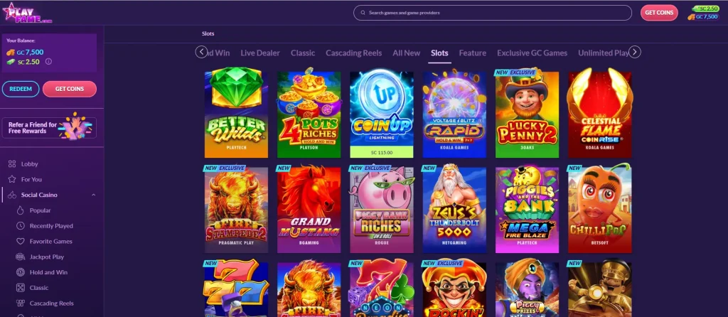PlayFame Casino slots