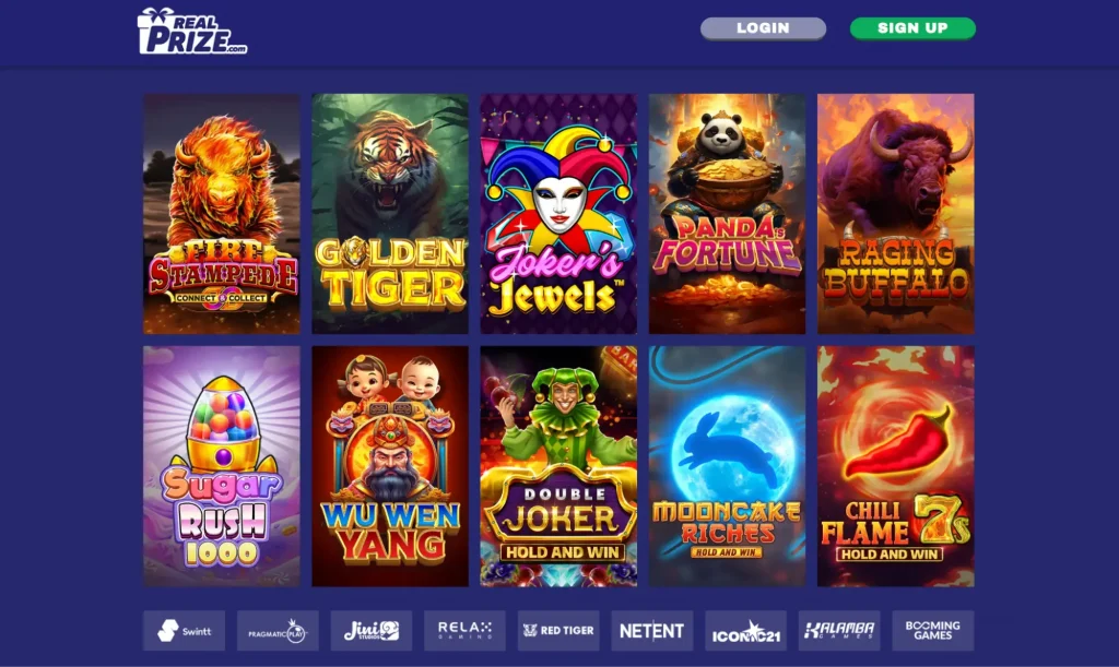 The casino homepage