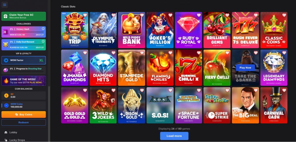 Slot game portfolio