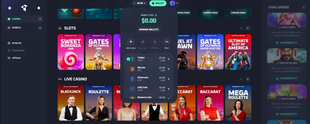 Thrill Casino crypto payments