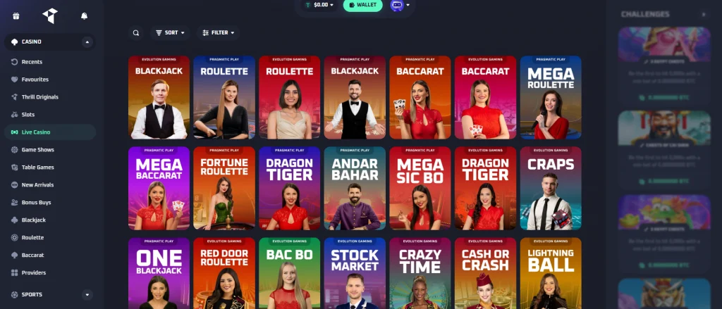 Thrill casino live