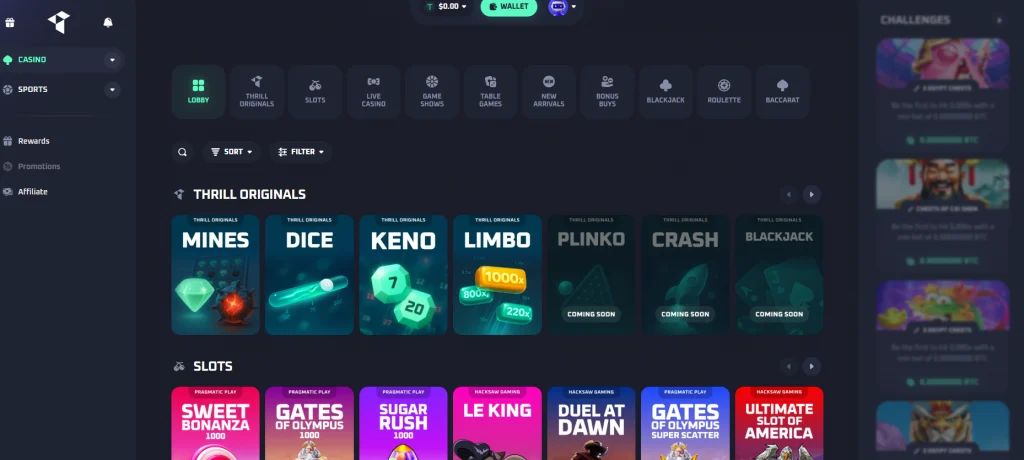 Thrill casino lobby