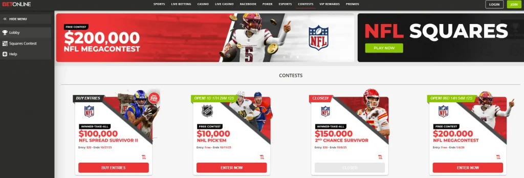BetOnline contest entry
