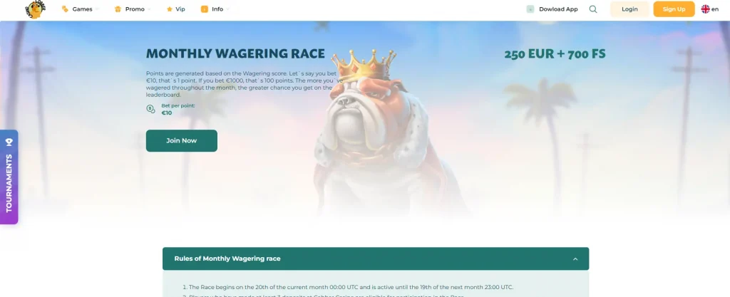 Cobber casino tournaments