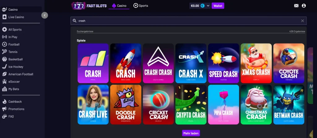 Crash gambling catalog